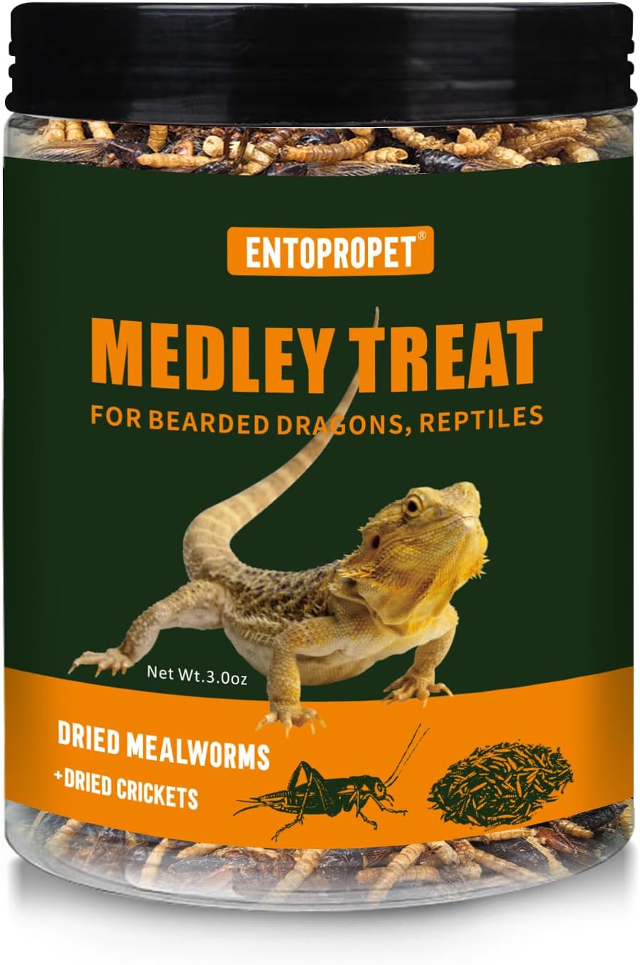 Dried Mealworms and Dried Crickets – Higher in Calcium and Richer in Protein-A Premium Medley Treat Food for Bearded Dragons,Turtle, Birds & Tropical Fish, 3oz