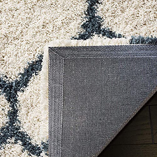 Image of Fur Shaggy Rectangular Rugs And Carpets, Modern Plush Area Rug For Bedroom Living Room Floor Mat Bedside Home Decor Carpet (3X5 Feet, Ivory|Slate Blue)