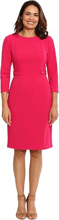 London Times Womens London Times Womens Dresses Work Office Business Sheath Dress with Button Waist Detail