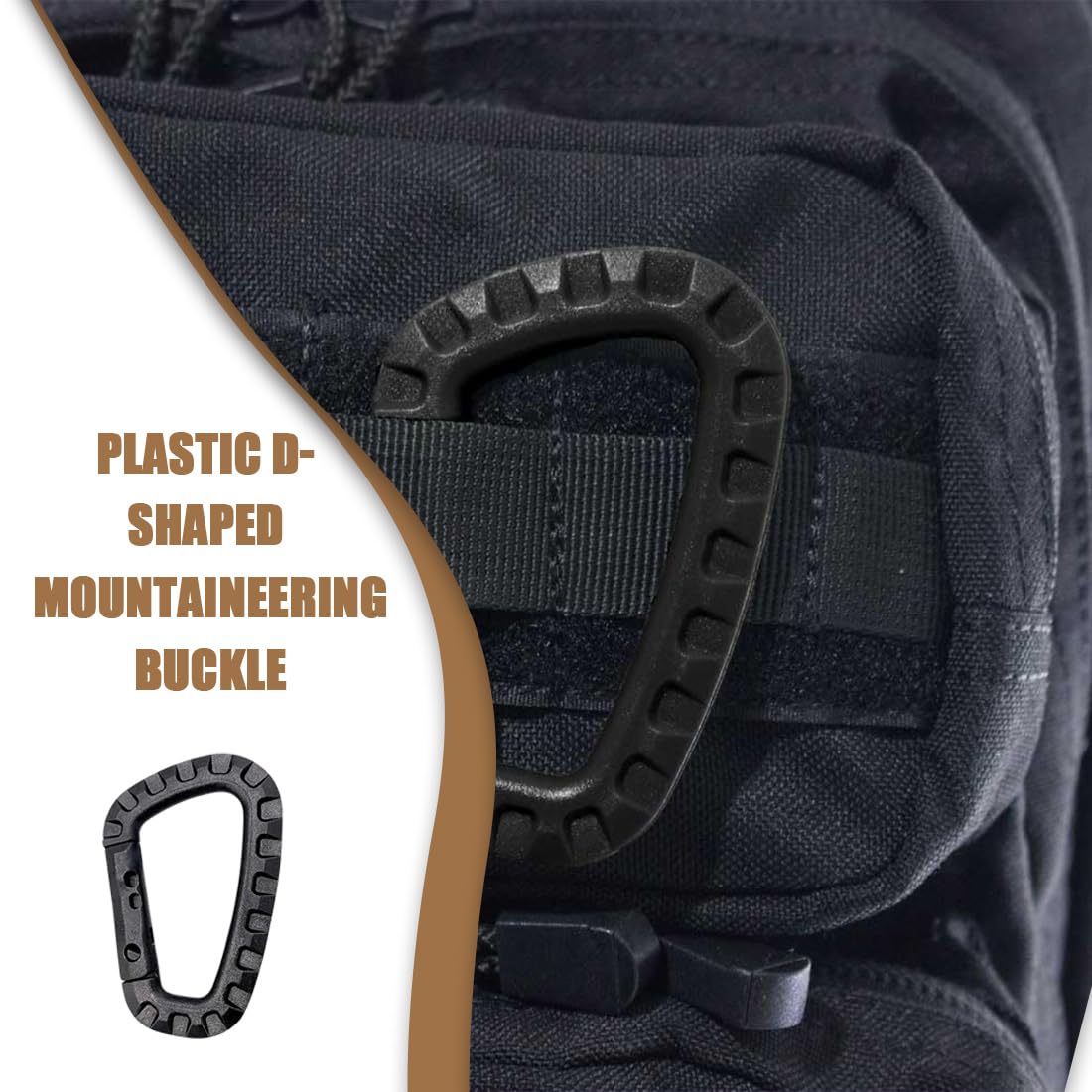 Lot de 5 Mousquetons en Plastique,Mousqueton Tactique Militaire Durable Forme en D Multifonctionnelle Sac à Dos pour Camping Randonnée Pêche Gym Usage Extérieur mousqueton