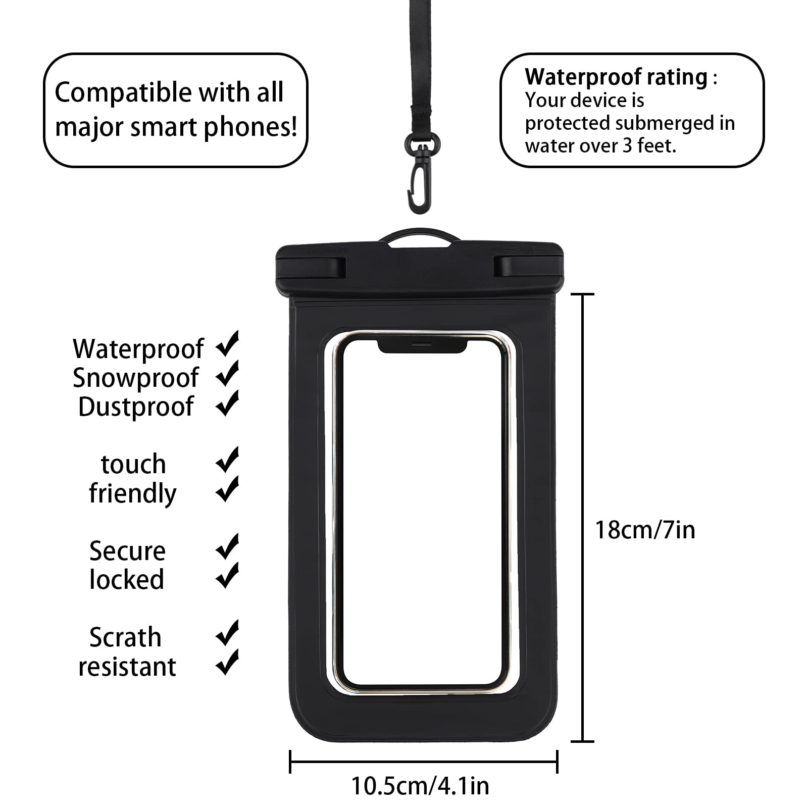 Coolzon Borsa Impermeabile-Sacca Impermeabile con Custodia Impermeabile per Cellulare, Sacca Stagna con Tracolla Regolabile per Kayak Rafting Canottaggio Campeggio Viaggiare Nuoto, 10L Arancione