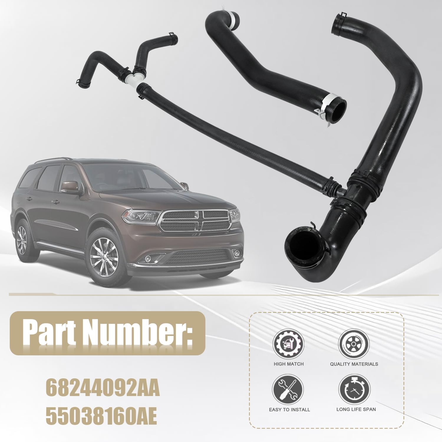 Radiator Coolant Hose Upper and Lower Compatible with Dodge Durango 3.6L 2016-2020 Compatible with Jeep Grand Cherokee 3.6L 2016-2020 Replaces 68244092AA 55038160AE