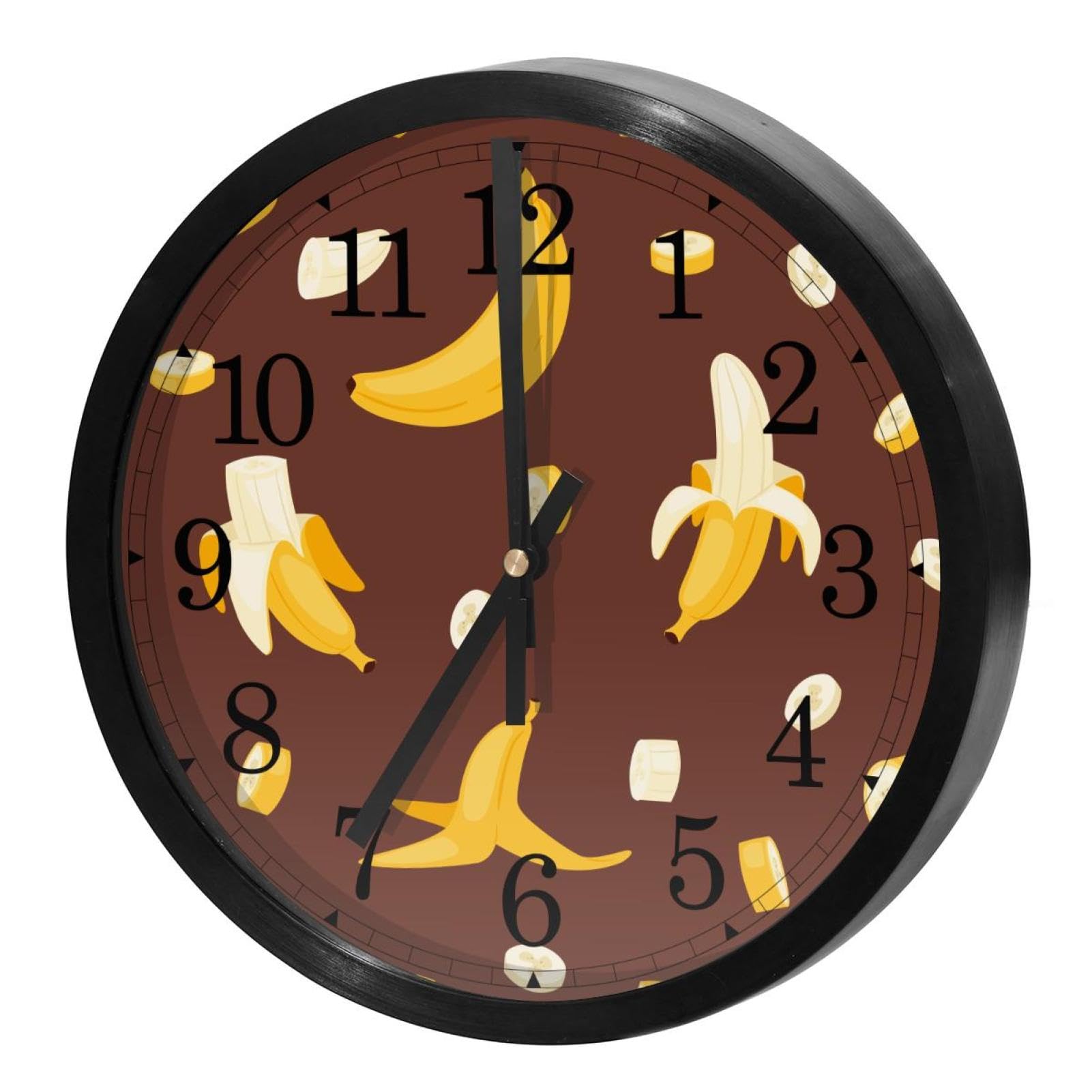 Horloge murale ronde pour cuisine et salon décor marron banane pratique au quotidien