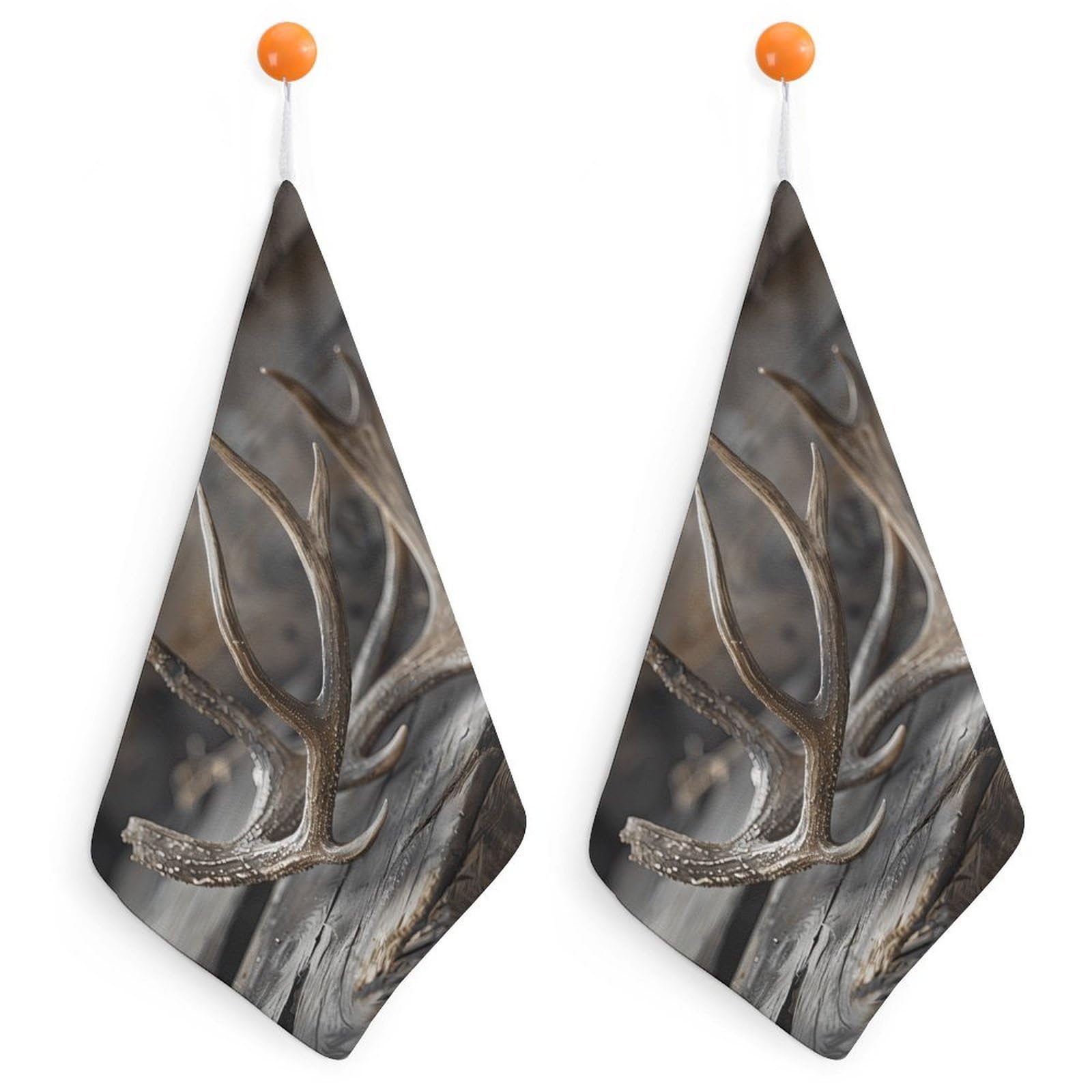 CGSBNGHA Deer Antlers On Wood Hand Towel Hanging Face Towels Cleaning Cloths Handkerchief for Bathroom Kitchen