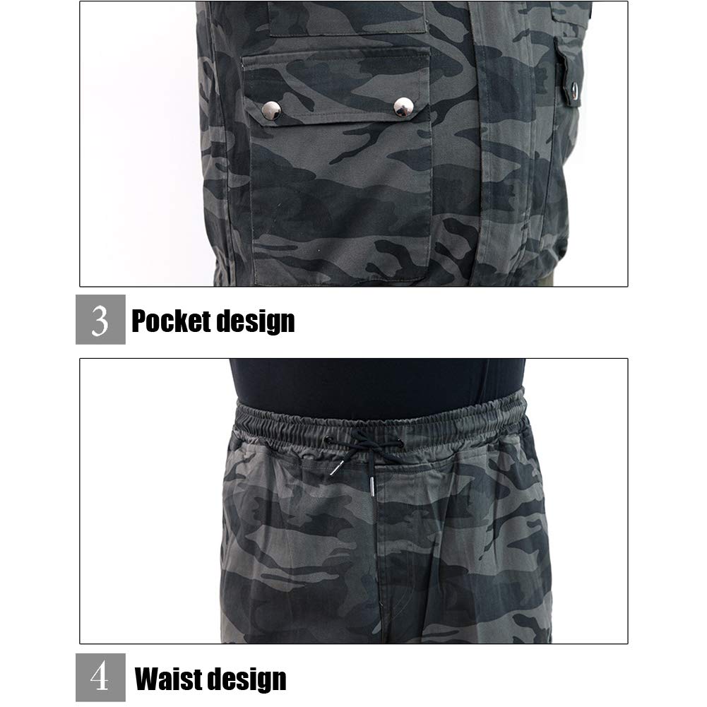 Camice da Lavoro, Giacca Saldatore, Twill di Cotone Camuffare Molteplici Tasche Uniforme da Combattimento Non Sbiadire,L