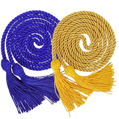 Image of GraduationMall Double Graduation Honor Cords Royal Blue & Gold 68 inch