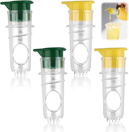 Exprimidor de limón con tapa de rosca, 4 exprimidores manuales con filtro integrado, exprimidor de lima para naranja limón, lima, portátil, fácil de