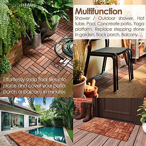 Image of Plantex Tiles for Floor-Interlocking Wooden Tiles /Garden Tile /Quick Flooring Solution for Indoor /Outdoor Deck Tile-Pack of 12 (Merbau Wood)