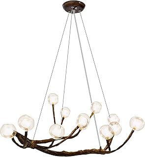 36W Modern Wooden Branch Pendant Light with 12 Bulbs Glass Bulb LED Ceil...