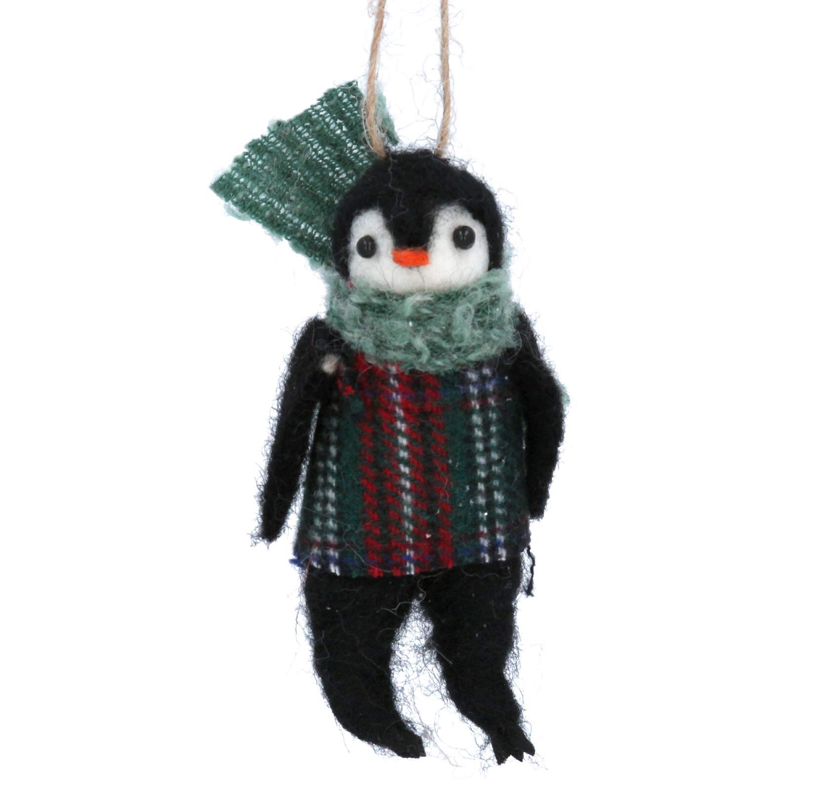 Gisela Graham Felt Christmas Decoration 8cm - Penguin w Jumper/Scarf
