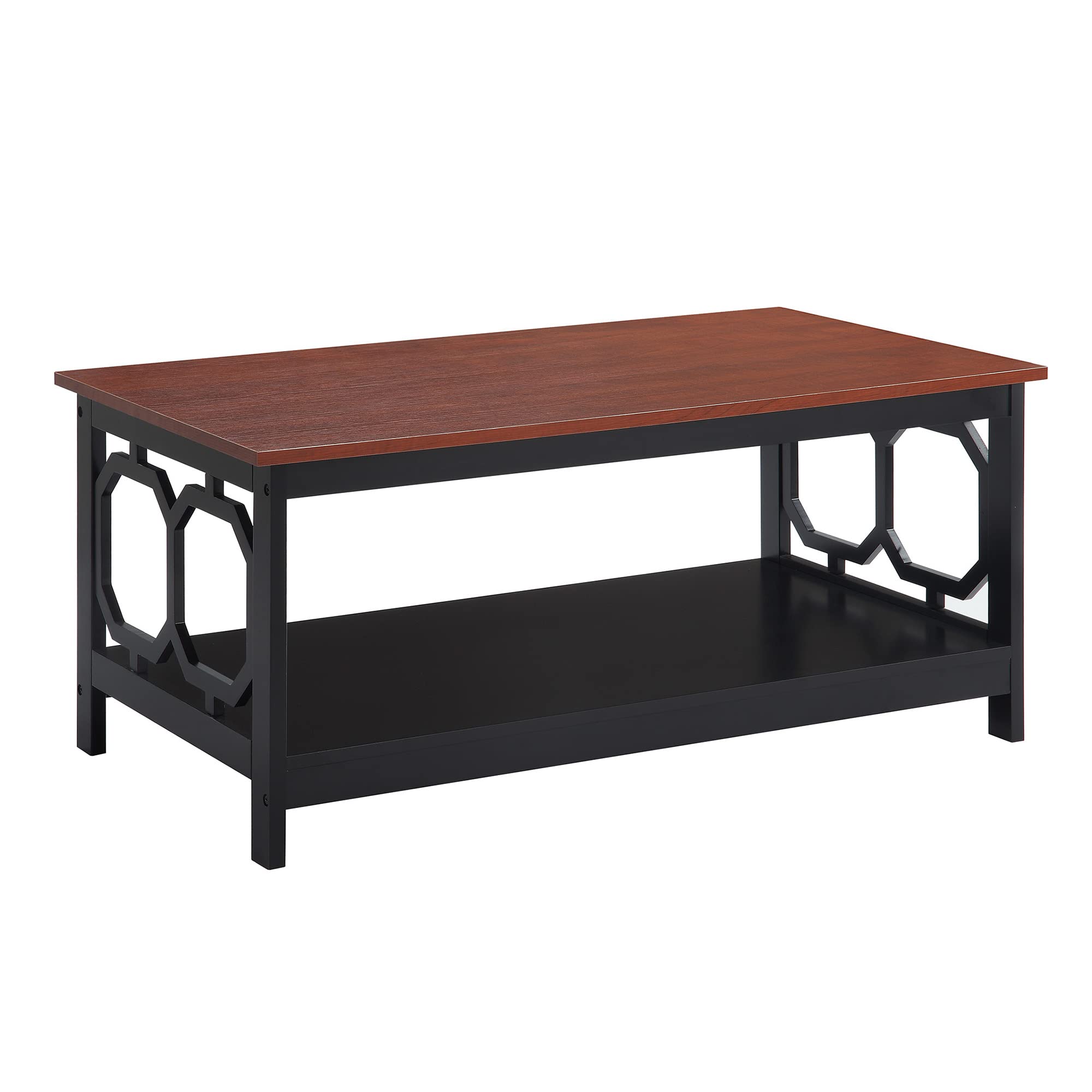 Convenience Concepts Omega Coffee Table, Cherry Top / Black Frame