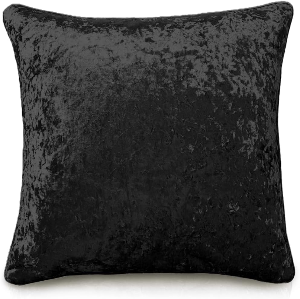 Rohi Luxury Crushed Velvet Cushion Cover Soft, Durable, and Elegant for Living Room & Bedroom Décor (Black, 24" x 24")
