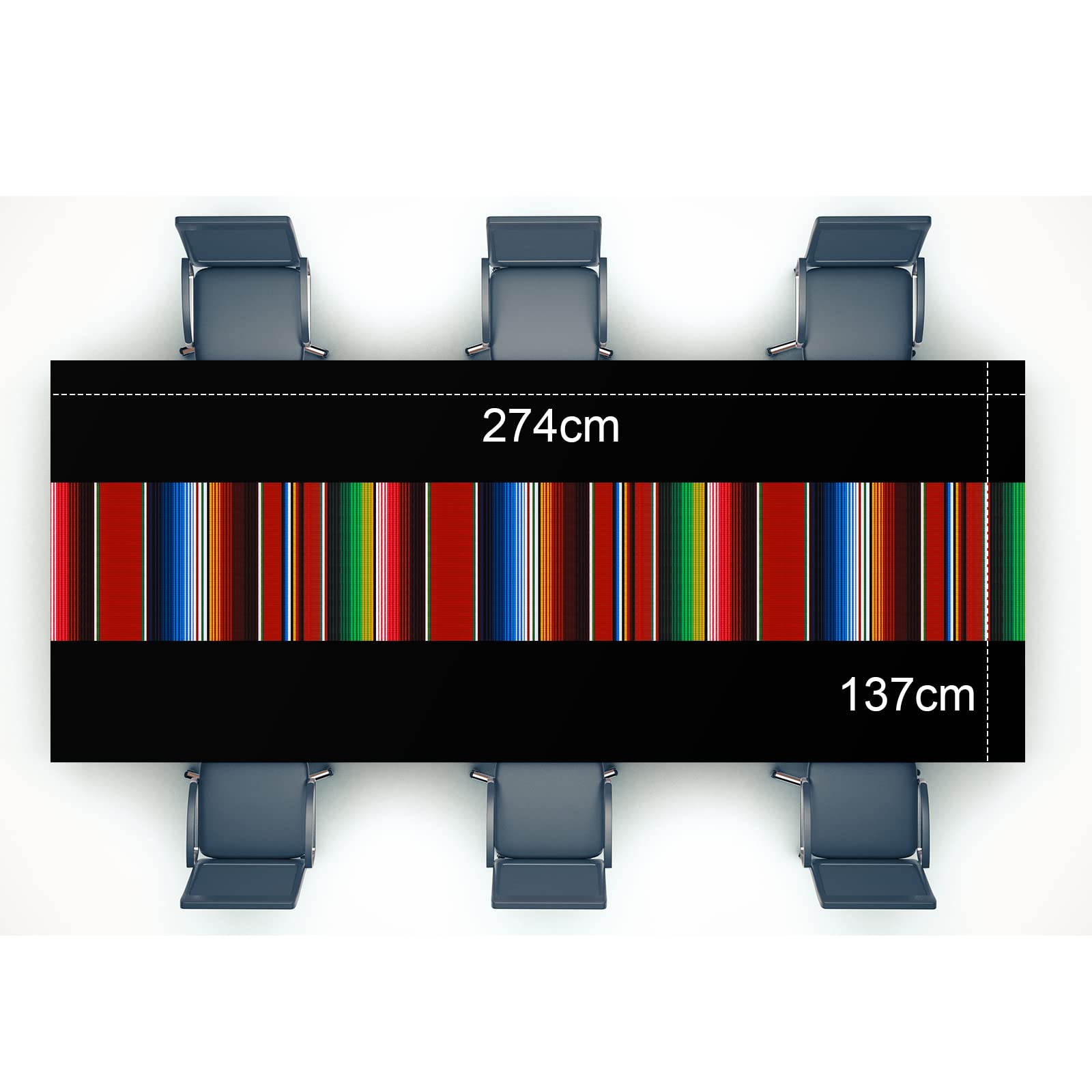 10 Pcs Mexican Fiesta Tablecloth Mexican Table Runner 108 x 54 Inch Plastic Striped Theme Party Decor Fiesta Colorful Striped Table Cover for Cinco De Mayo Party(Black)