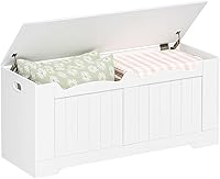 Vista 9 de Baúl de almacenamiento de 43.3", baúl de almacenamiento extragrande con 2 bisagras de seguridad, caja de banco con tapa elevable, organizador