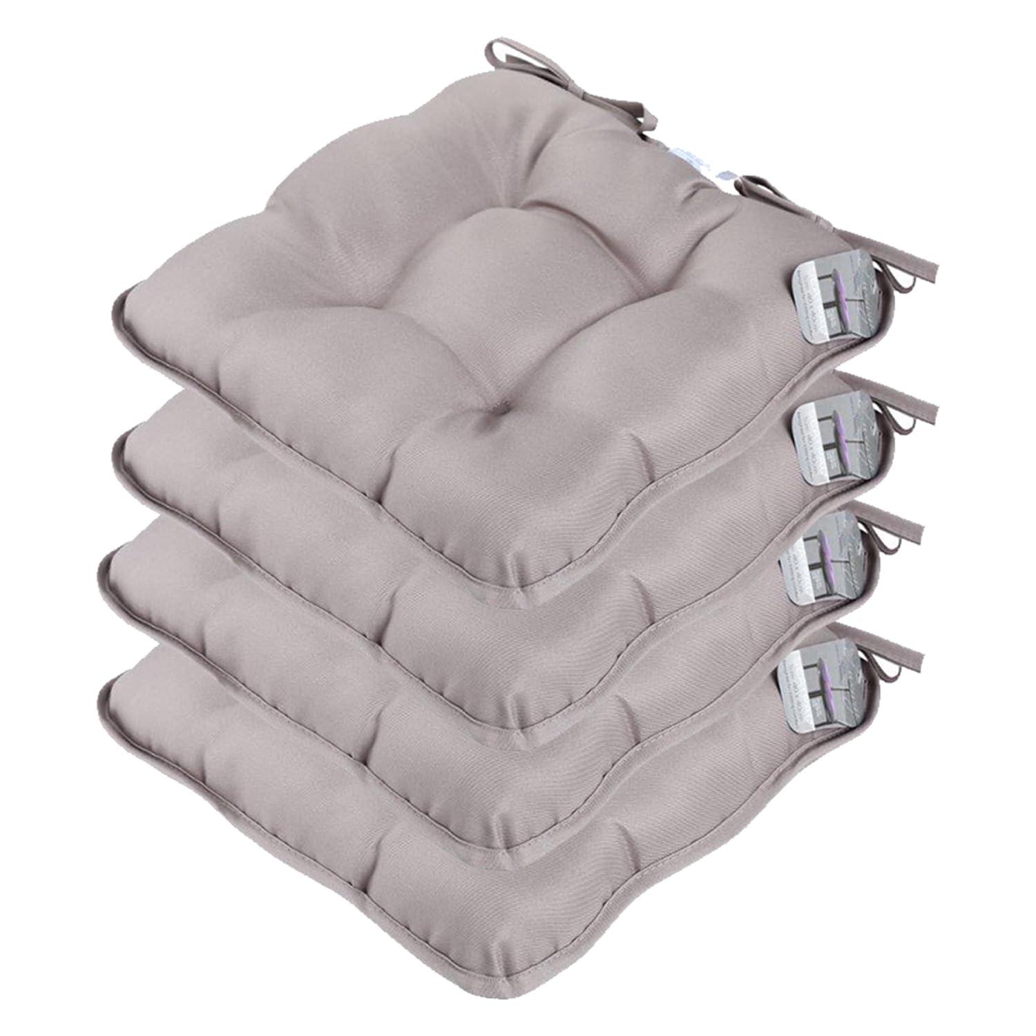40x40 cm Dining Chair Garden Kitchen Seat Cushion With Tie On Pack of 4 for Indoors and Outdoors (Brown)