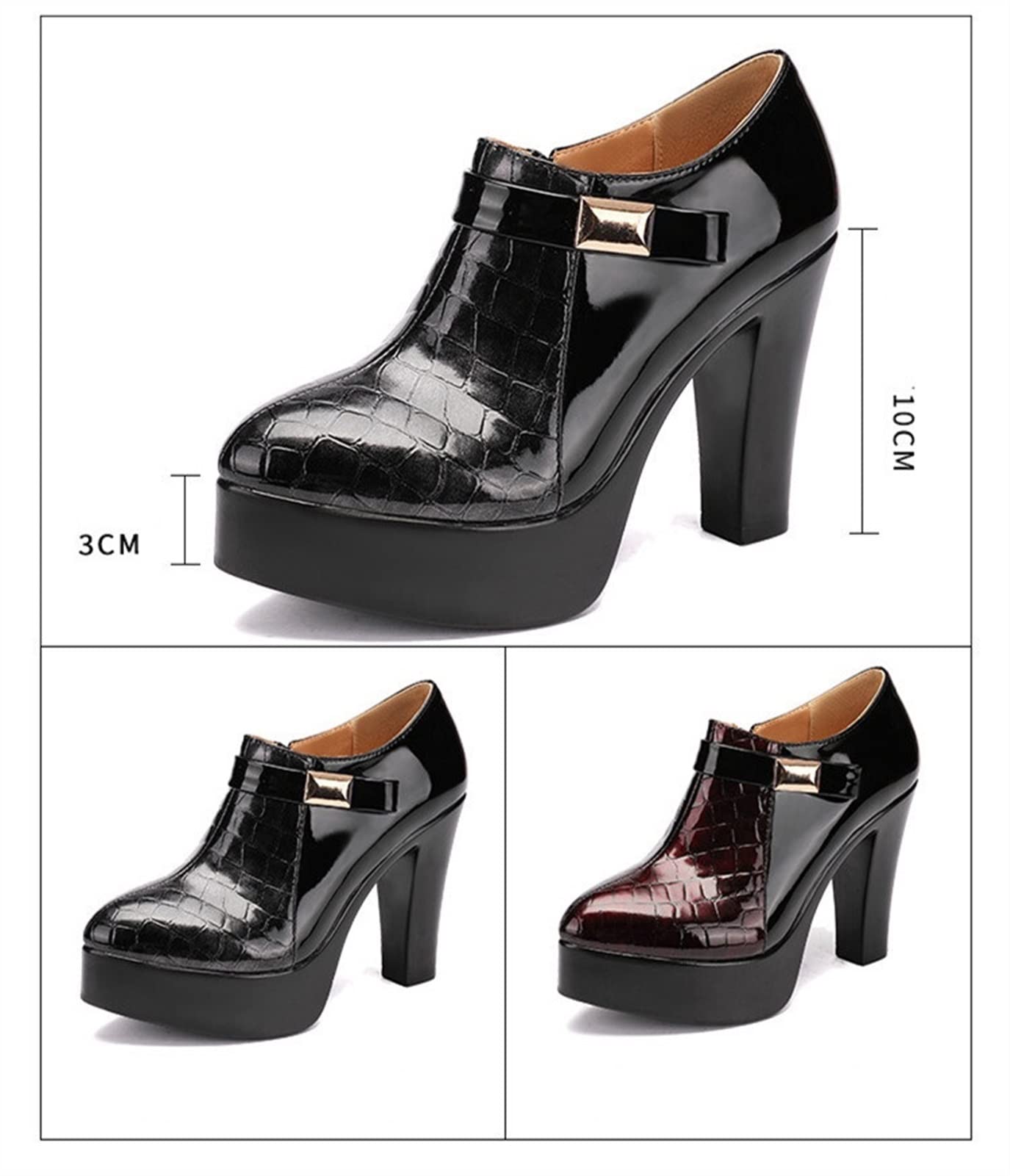 YDYCG Plus Size Ladies Office Party Shoe Block Heel Deep Mouth Platform Pumps Women Shoes Fall Winter High Heels Shoes Fashion All-Match Wedding Shoes (Color : Black, Shoe Size : 6.5)