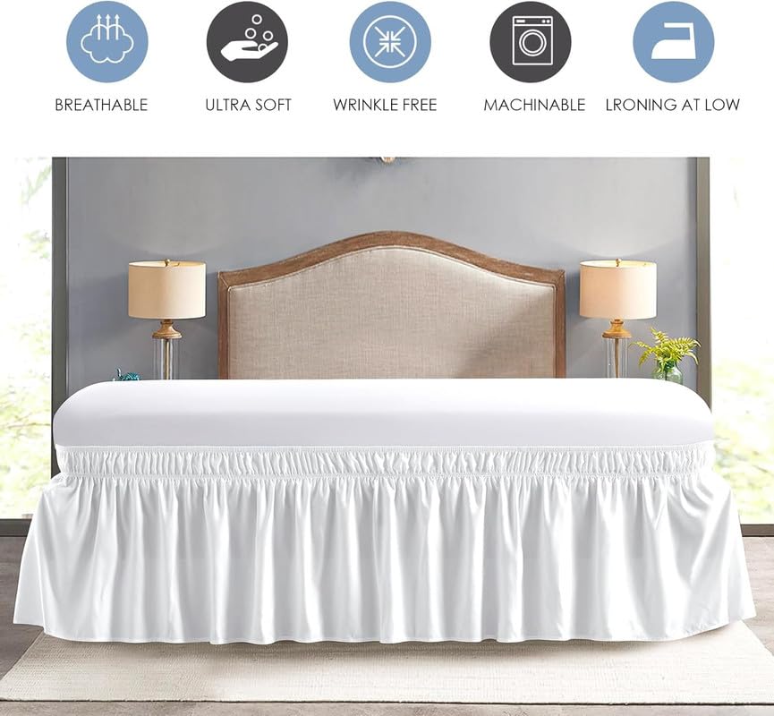 KANCHI DÉCOR - Microfiber Bed Skirt Wrap | Solid Easyfit King Size 18 Inch Drop Tailored Wrinkle Fade Resistance Soft Fabric Stylish Design Bedskirts- (Silver Grey, 76 * 80 in) 4