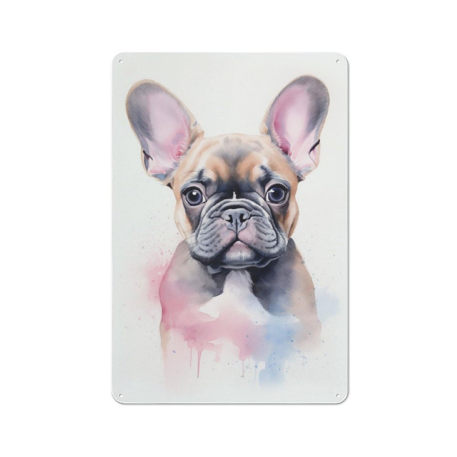 Junmoney Watercolor French Bulldog Printed Metal Sign 30X20cm For Bar Or Restaurant, For Kitchen, Dining Room And Home Bar Wall Decor
