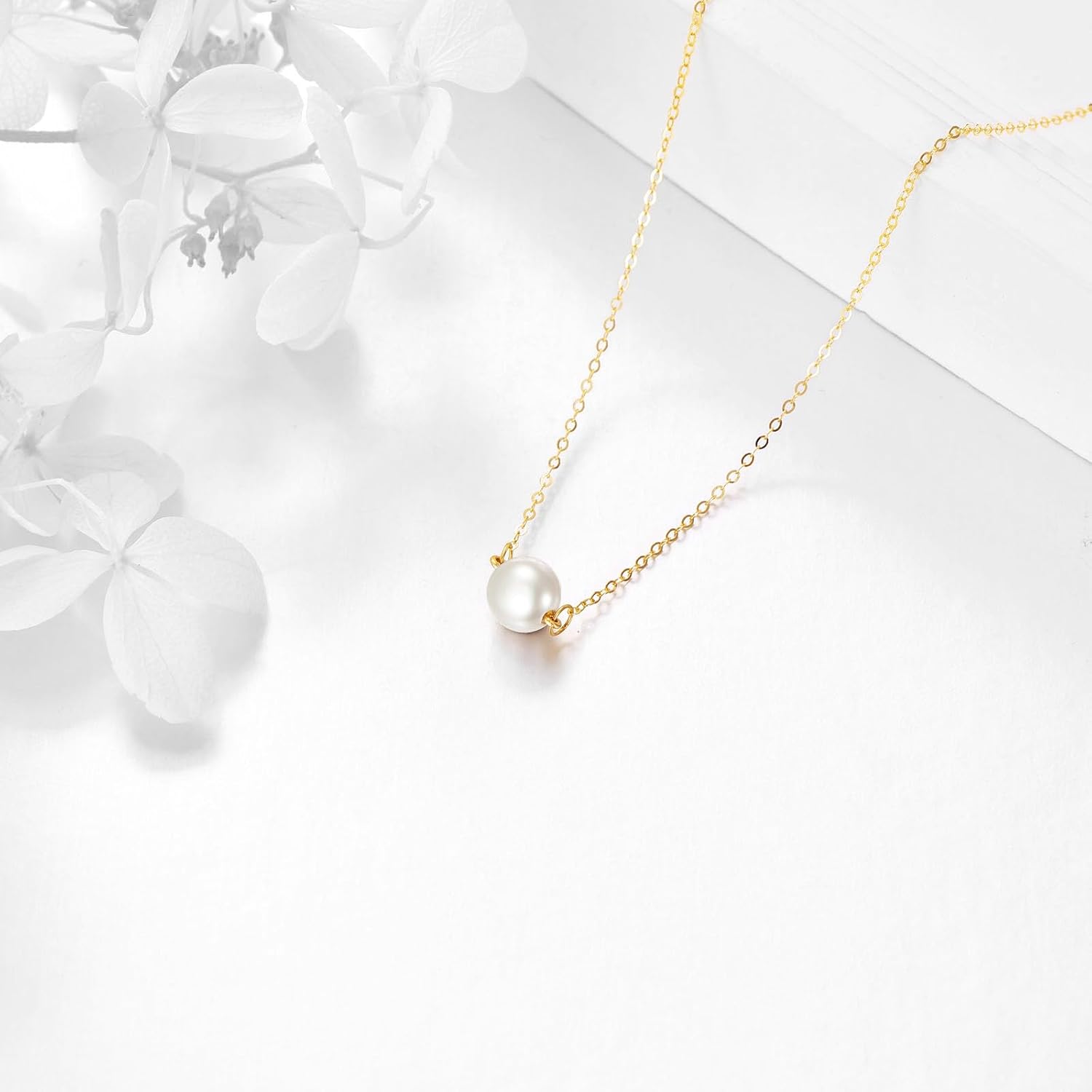 KECHO 14K Real Gold Freshwater Cultured Pearl Pendant Necklace 14K Solid Gold Jewelry Anniversary Birthday Gifts for Women - Image 3