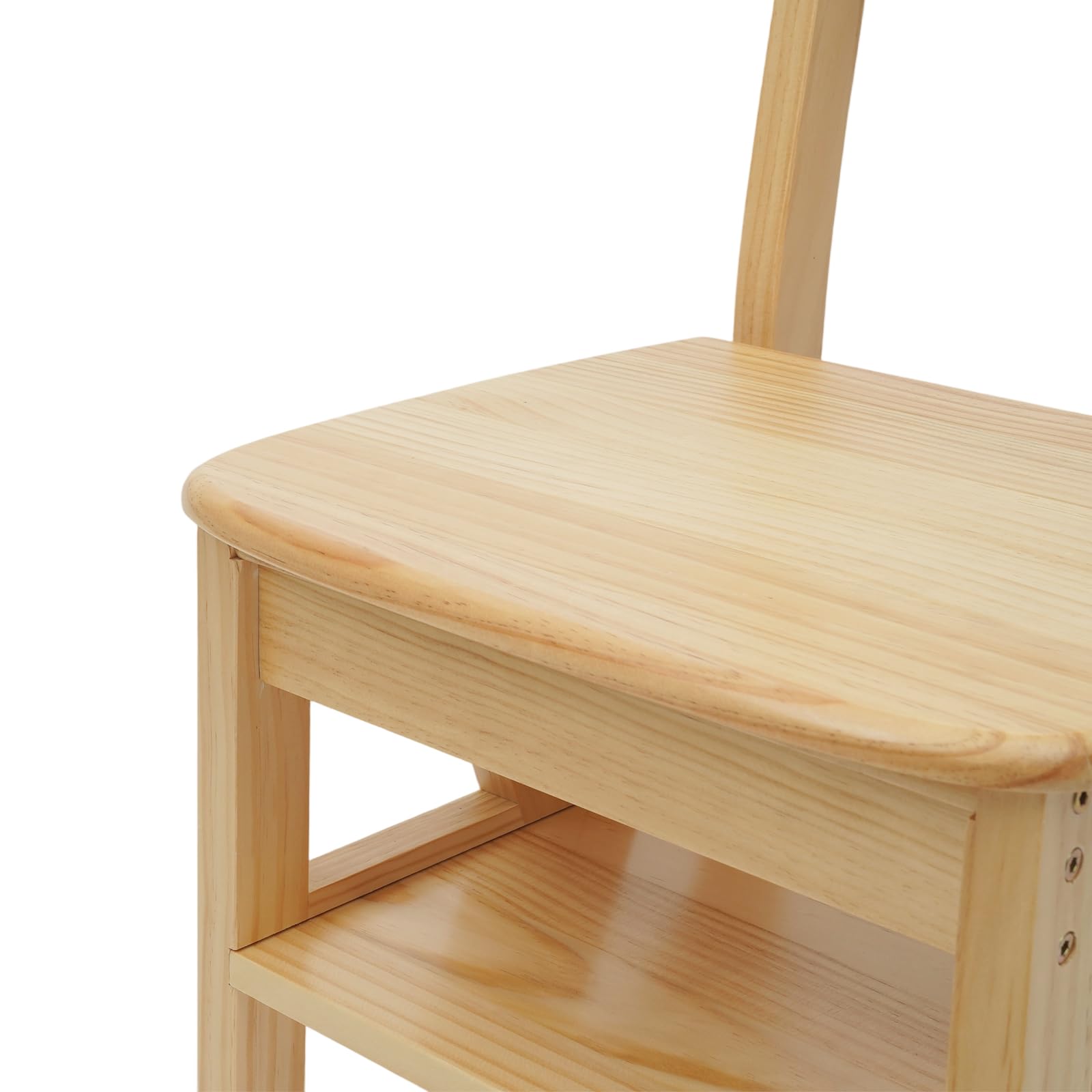 Escalera plegable de 4 peldaños de madera de pino, taburete plegable multifuncional, capacidad de carga 100 kg, escalera de biblioteca, escalera para interior y exterior, color madera