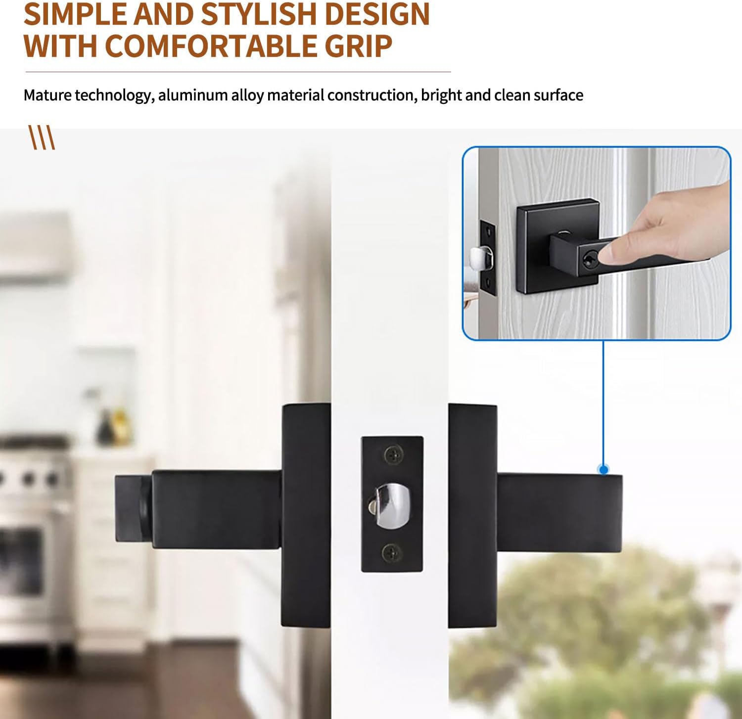 Privacy Door Levers, 6 Pack Matte Black Door Handles Heavy Duty with Lock and Key,for Bedroom, Bathroom and Rooms,Reversible for Left and Right