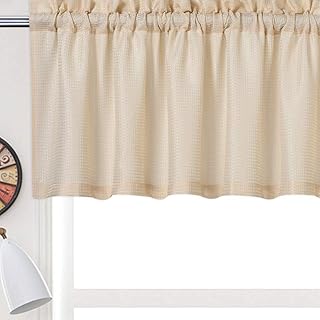LinTimes tenda a disco tende da cucina con coulisse, tende a disco stile casa di campagna, mantovana tenda corta tende Cáfe tende da bistrot per nessuna finestra, 1 pezzo, 152x38 cm, crema