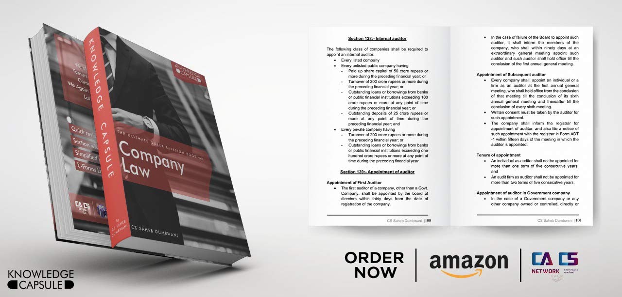 Company Law Knowledge Capsule by CS Saheb Dumbwani Edition - 2 Companies Act 2013 Quick revision with Forms Case laws and references applicable for 2023-25 2