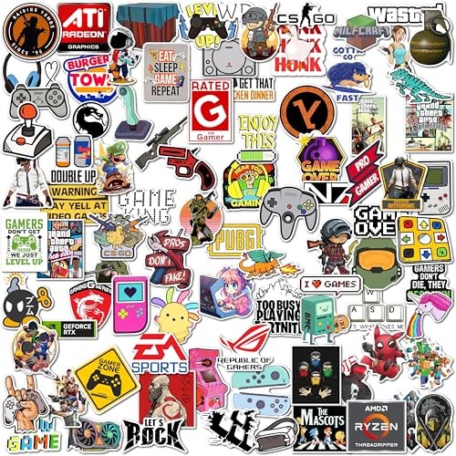 Image of WallDesign 91 Vibrant Gaming Sticker Set for Console & PC Gamers - Mobile, Laptop, PC, Accessories, Gifting - Durable, Laminated, Quality Printed Vinyl for True Hardcore Gamers /Gaming Culture