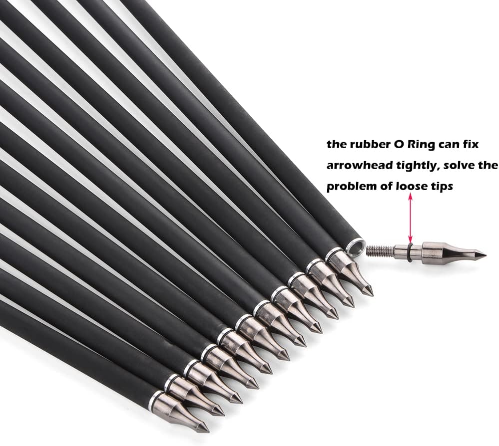 ZSHJGJR 30inch Archery Carbon Arrow Hunting Arrows with 100 Grain Removable Tips 500 Spine for Archery Compound & Recurve & Traditional Bow Target Practice Shooting 6/12pcs