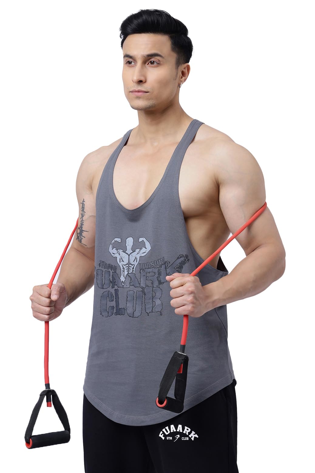 Men's Super Combed Cotton Tank Tops Gym Bodybuilding Vest Fitness Workout Sleeveless Stringers-image-1