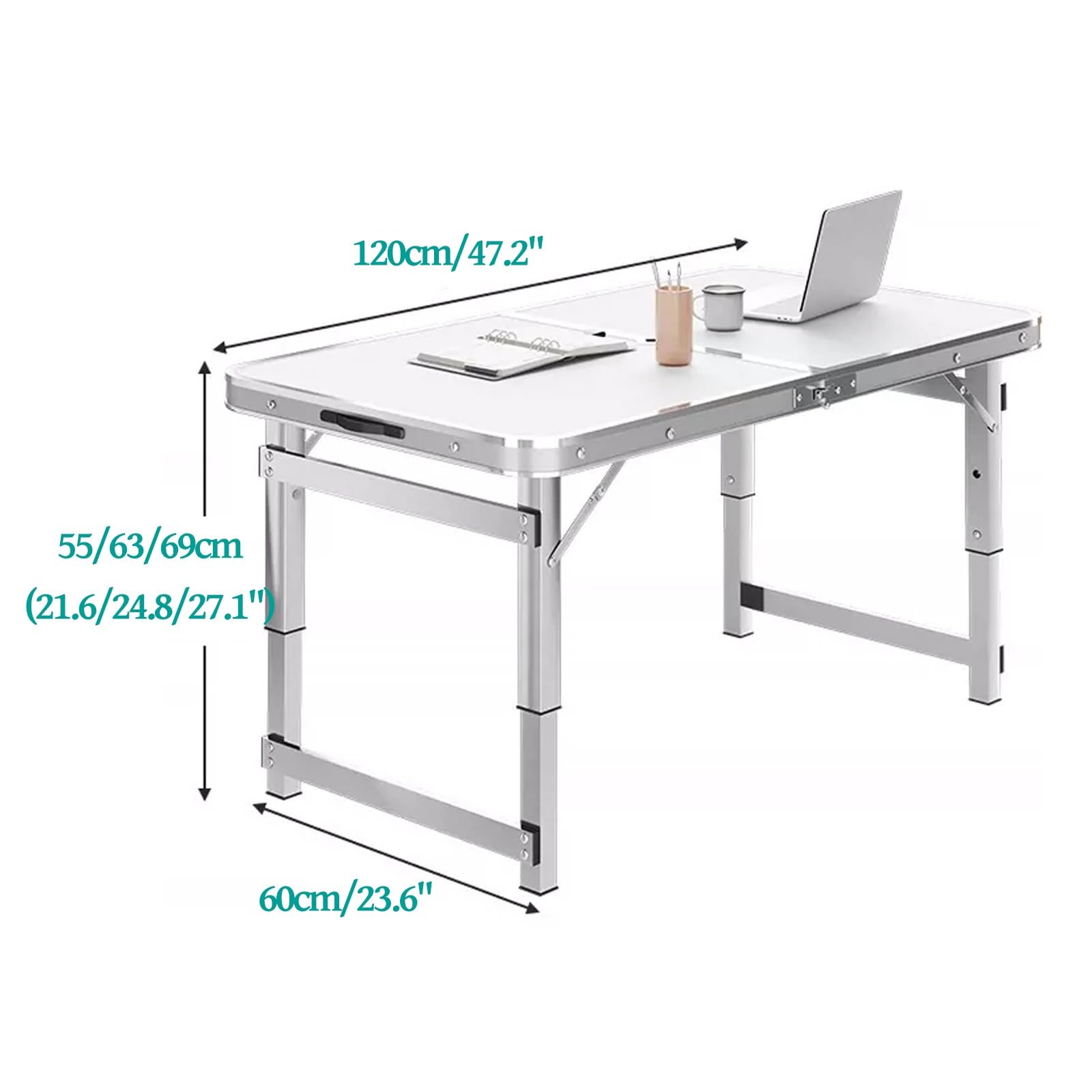 Regulowany aluminiowy stół składany na zewnątrz stół kempingowy przenośny nic stół z regulacją wysokości stołu do grillowania 80 cm/31,4 cala (kolor: A)