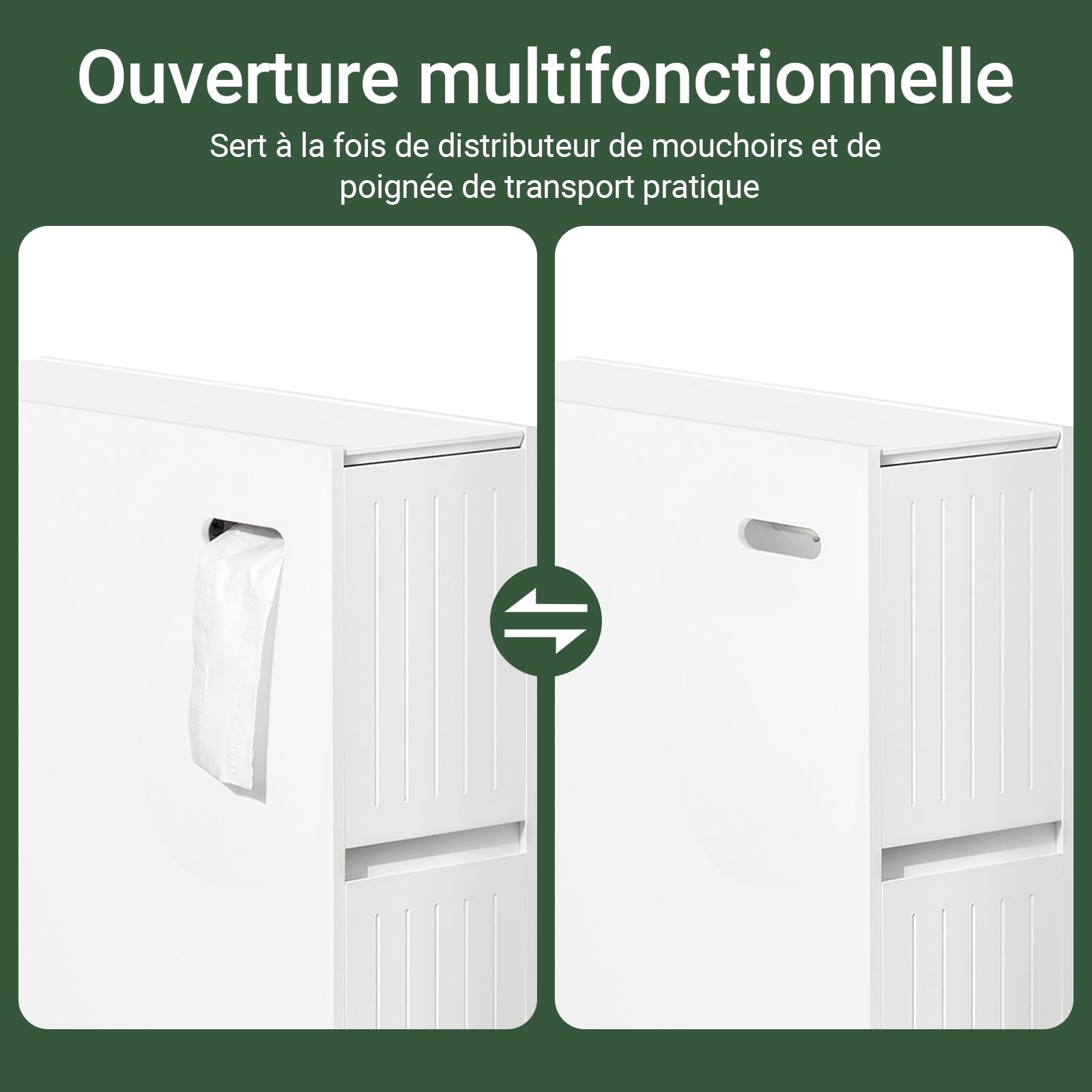 SoBuy Meuble Salle de Bain avcc 2 Tiroirs Meuble WC de Rangement 60x20x75cm | Armoire WC Compact, Meuble Salle de Bain Étroit avec Roulettes, en Bois, pour Rangement de Papier Toilette, BZR111-W