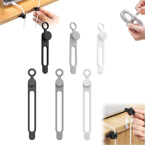 Miniatura 7 de Bridas de silicona para cables, organizadores magnéticos de cables de datos, reutilizables, organizador de cables, correas de cable de sujeción 6