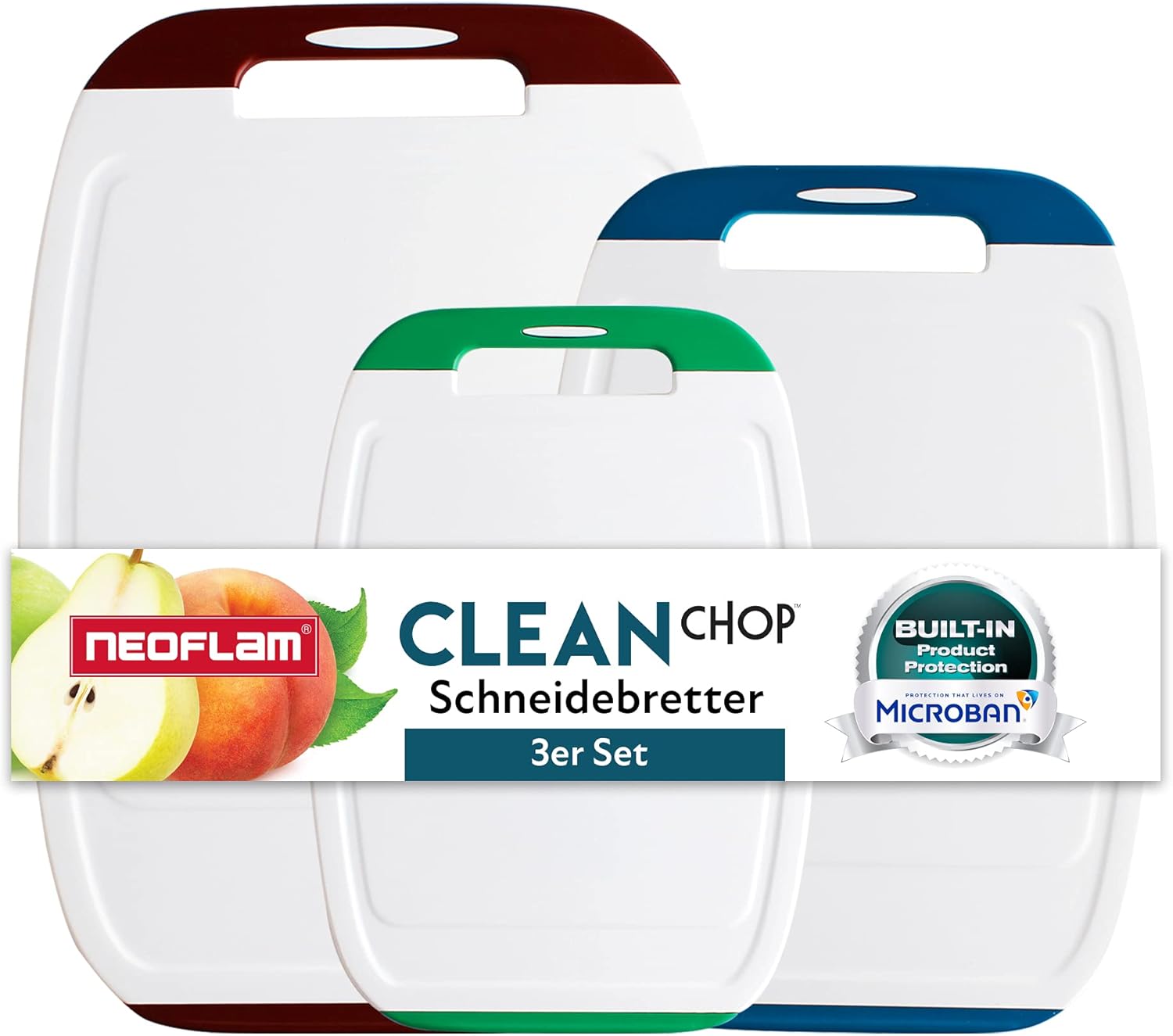 NEOFLAM Microban® antibacterial chopping board, plastic, multicoloured