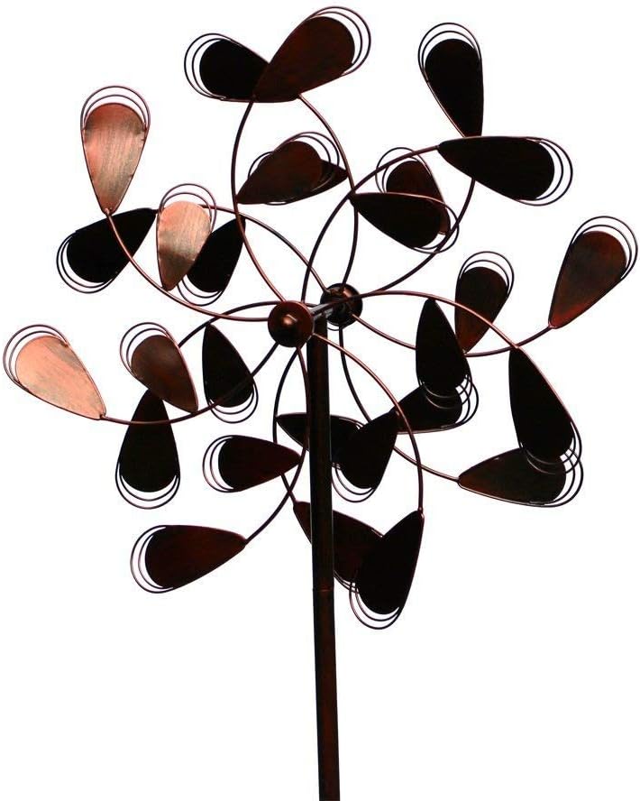 Whimsical Leaves Garden Spinner | Decorative Kinetic Windmill for Lawn, Garden & More | Pinwheel Decor | Durable Steel Design & Stable for Base | 84 inch Tall Handpainted Whirligigs