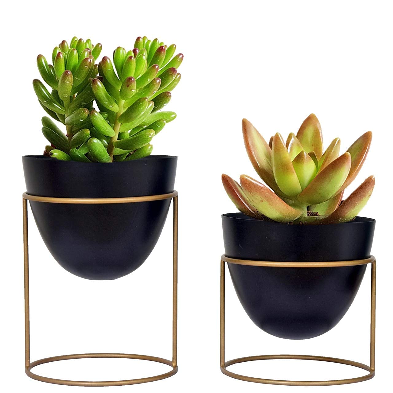 Vintageware Metal Flower Pot Planter with Stand for Living Room Balcony Outdoor Garden, Set of 2 (Golden and Black) (B09C8738F1) Amazon Price History, Amazon Price Tracker