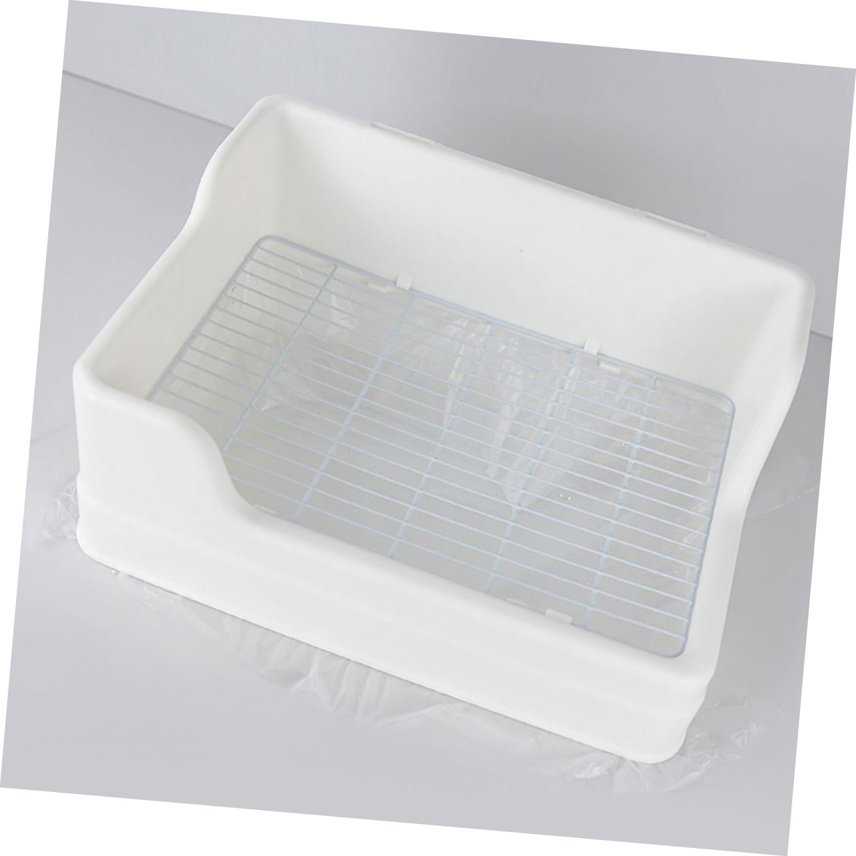 SOLUSTRE Lettiera per Animali Domestici in Plastica Bianco, Grande Dimensione, Divisa in Parti, Antiribaltamento e Antispruzzo, per Conigli e Piccoli Animali