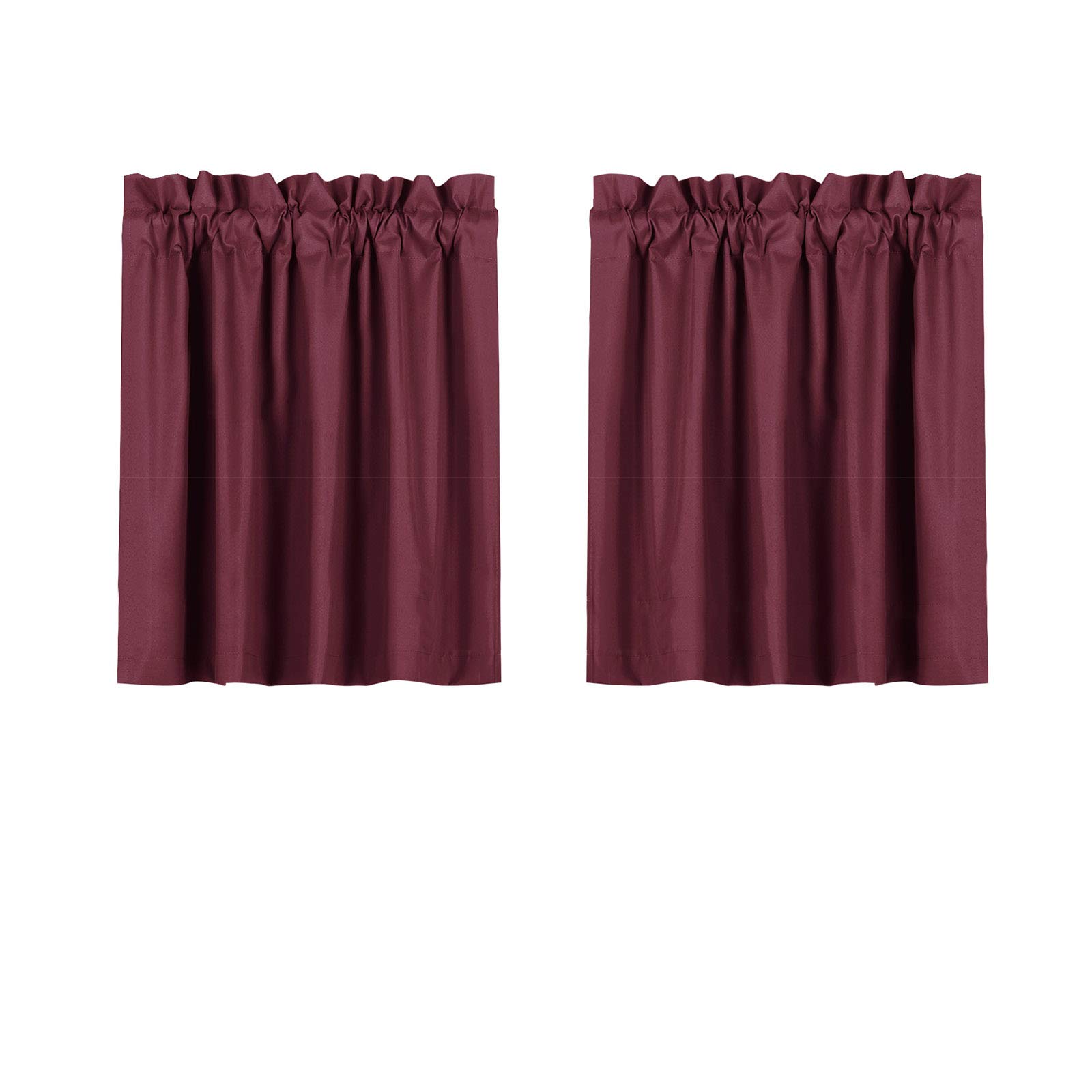 Valea Home Cortinas cortas opacas impermeables suaves con bolsillo para cortinero, cortinas de cocina para Navidad, baño, ventana, oscurecimiento de habitación, cortinas pequeñas para dormitorio, 61