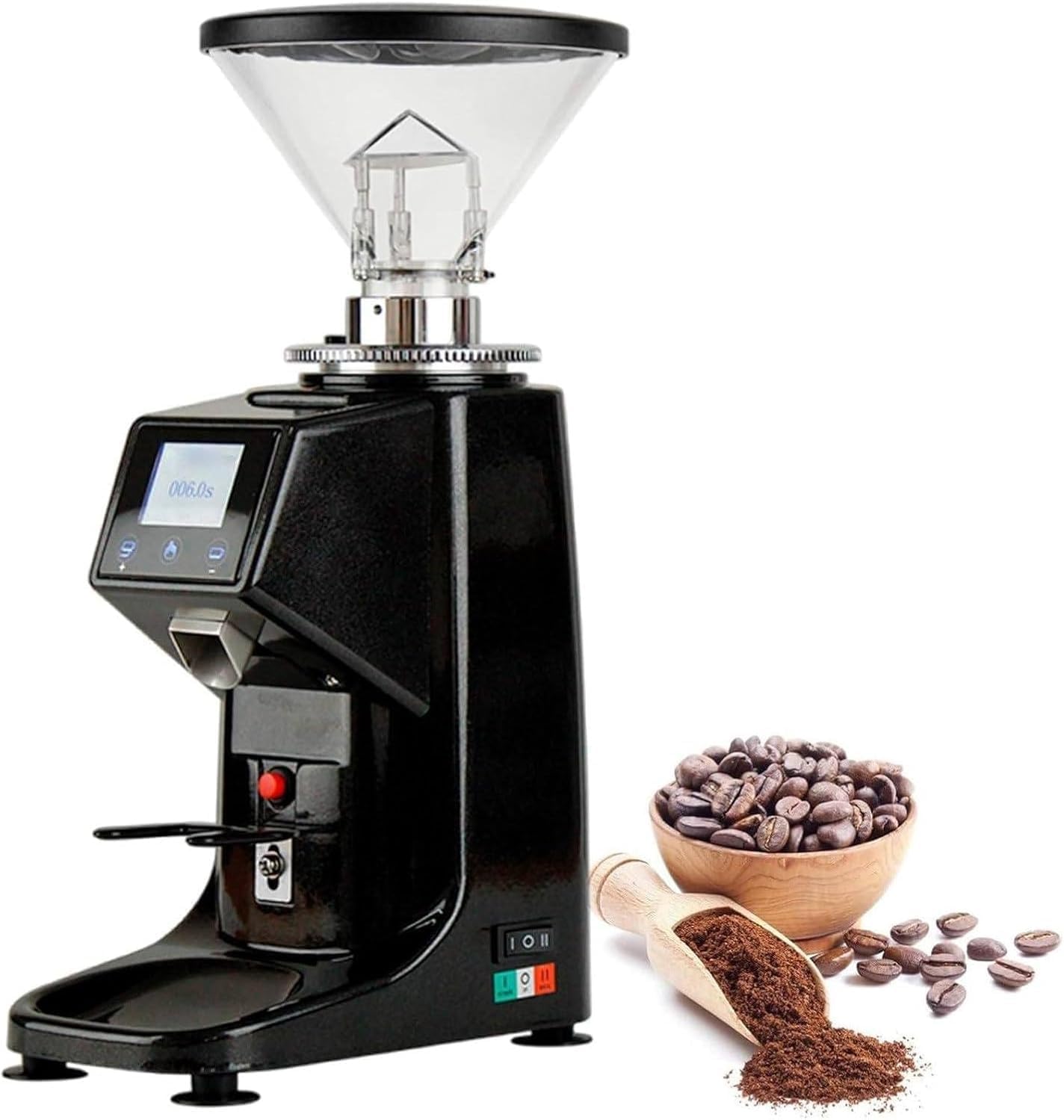 Automatic Coffee Bean Grinder,19 Coarseness,Touch Control And Digital Display Commercial Espresso Coffee Maker Spice Pulverizer Machine(Black,500g)