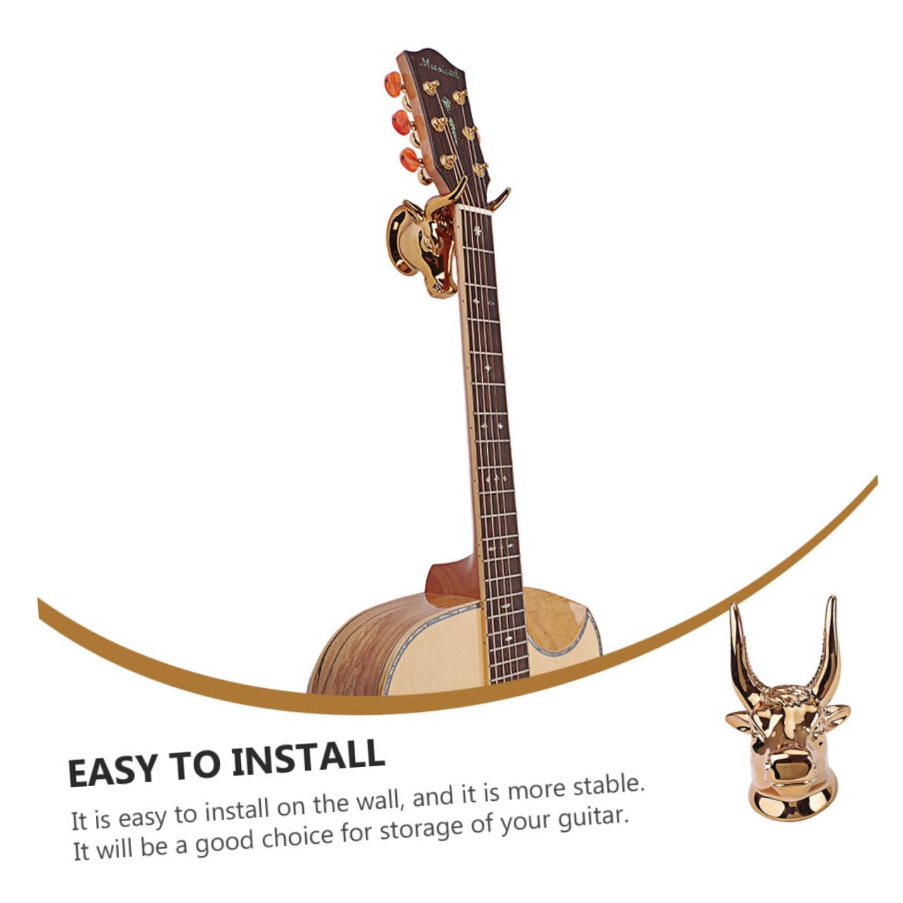 Garneck 1Set Wall Mount Guitar Hanger Bull Head Hook Stable Storage Holder for Acoustic Electric Guitars Easy to Install Wall Mounted Guitar Stand Practical Design for Guitar Display