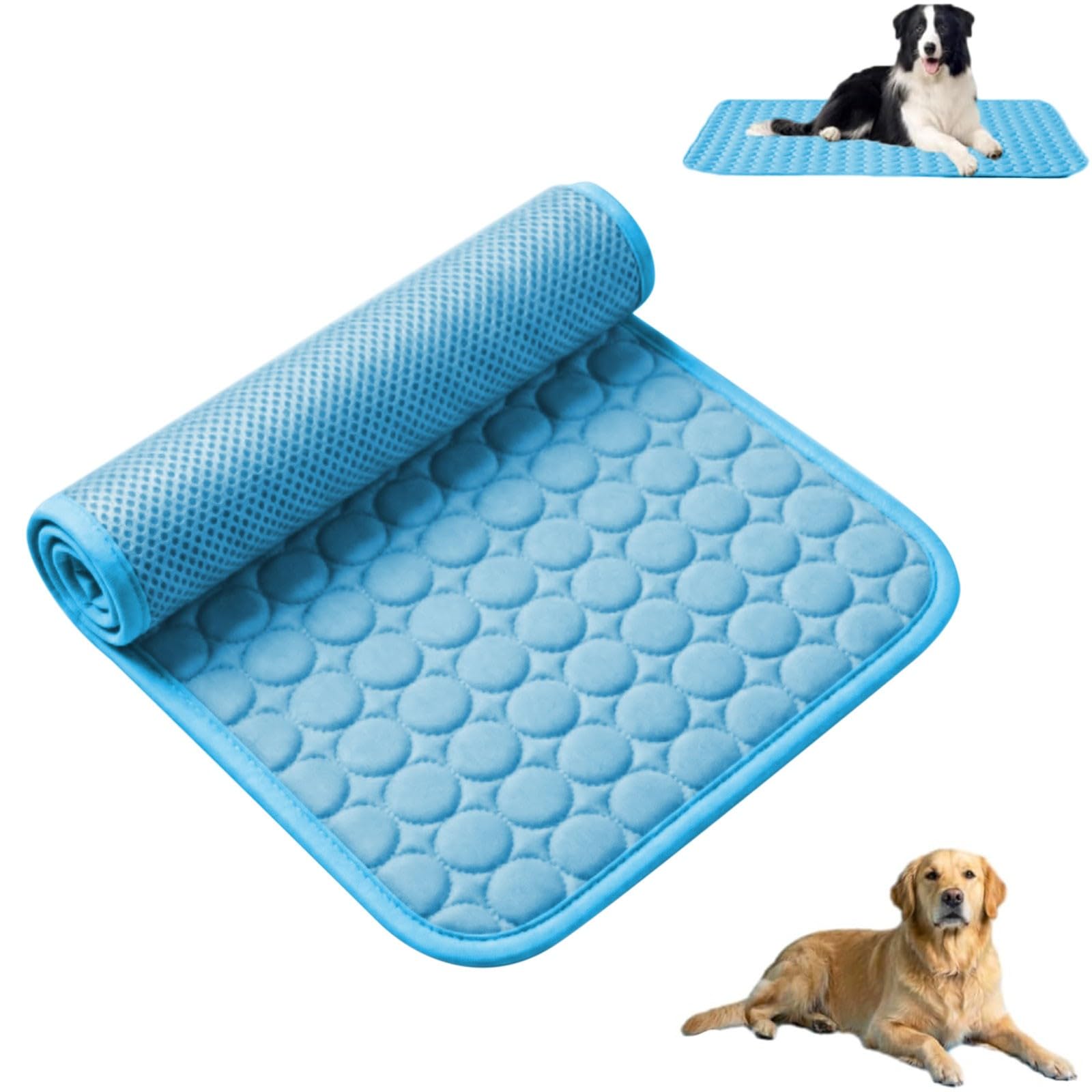 Pet Cat Dog Ice Silk Cooling Mat, Cooling Blanket Ice Mat for Dogs Cats, Medium Reusable Home Travel Essentials Mat Extra Large Easy-Fold Pet Cool Pad, Self Cooling Pad in Hot Summer Cool Pad Dogs