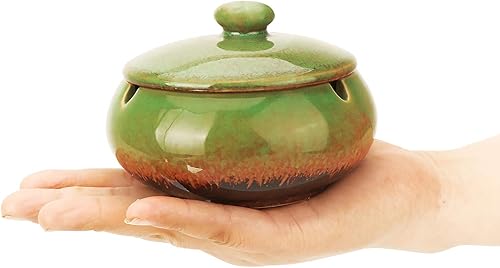 Miniatura 8 de Cenicero de cigarrillos al aire libre con tapa, sin humo, bandejas de cenizas de cerámica cubiertas a prueba de viento, ceniceros a prueba de olores