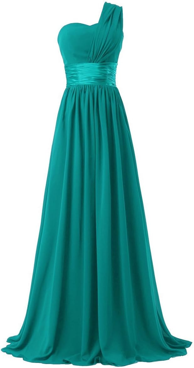 Oman Women's Chiffon One Shoulder Bridesmaids Dresses XX-Large Lake Green