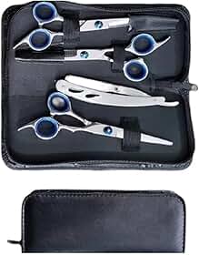 Kit Barbeiro Aço Inox Cabeleireiro Tesouras Navalha Pentes Barbearia Corte Masculino Profissional Barbeiro Cabeleireiro - UpShop (Prata)