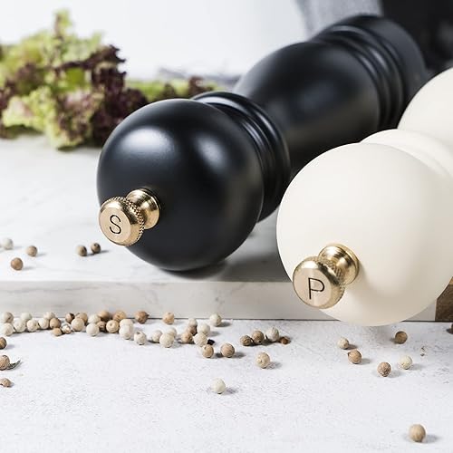 Miniatura 4 de Molinillo de sal y pimienta, molinillo de pimienta, molinillo de pimienta, molinillo de sal, juego de 2 con rotor de cerámica ajustable de 7