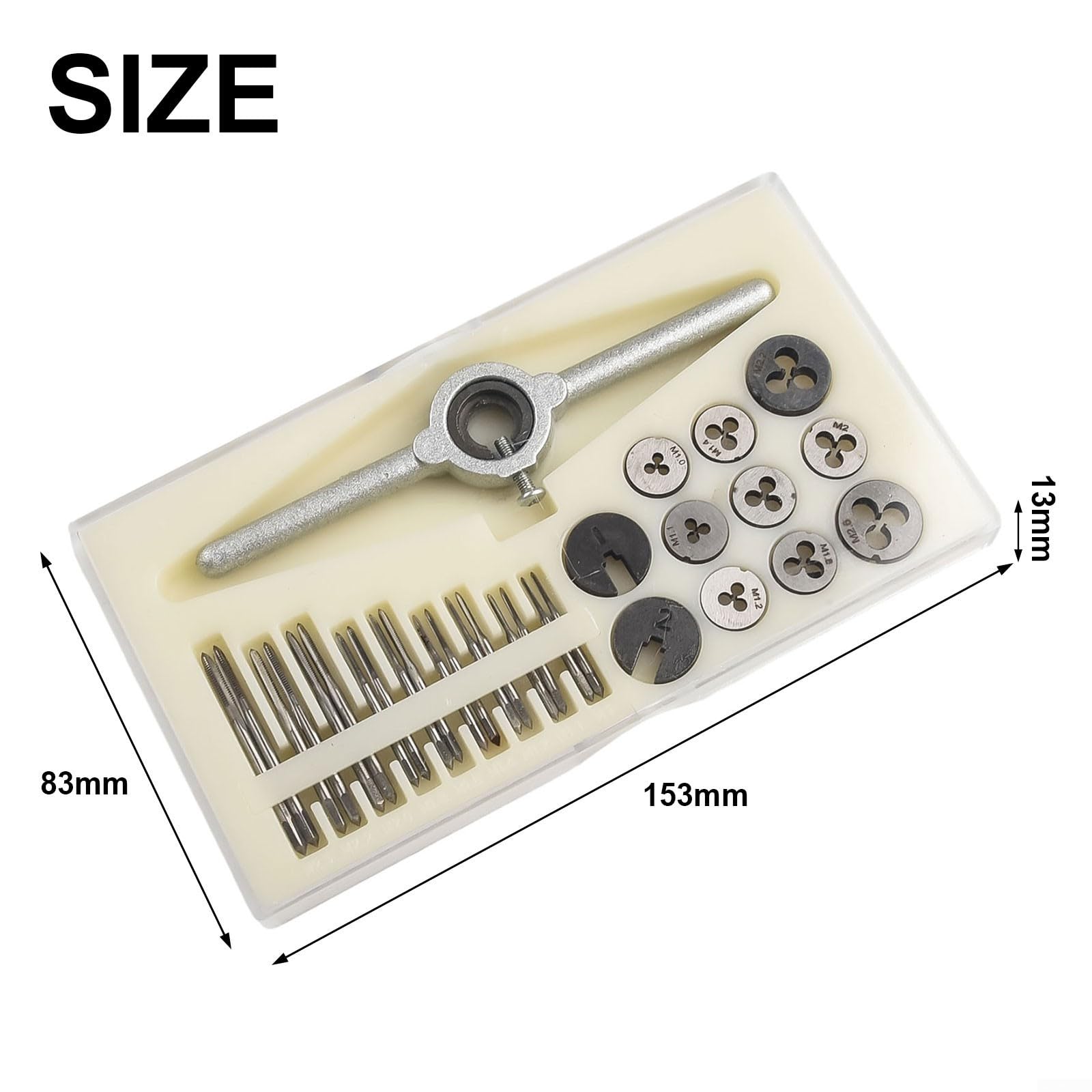 Juego de machos y troqueles métricos HSS M1-M2.5, 31 piezas de herramientas de roscado de rosca de tornillo para modelismo, relojería, ingeniería pequeña