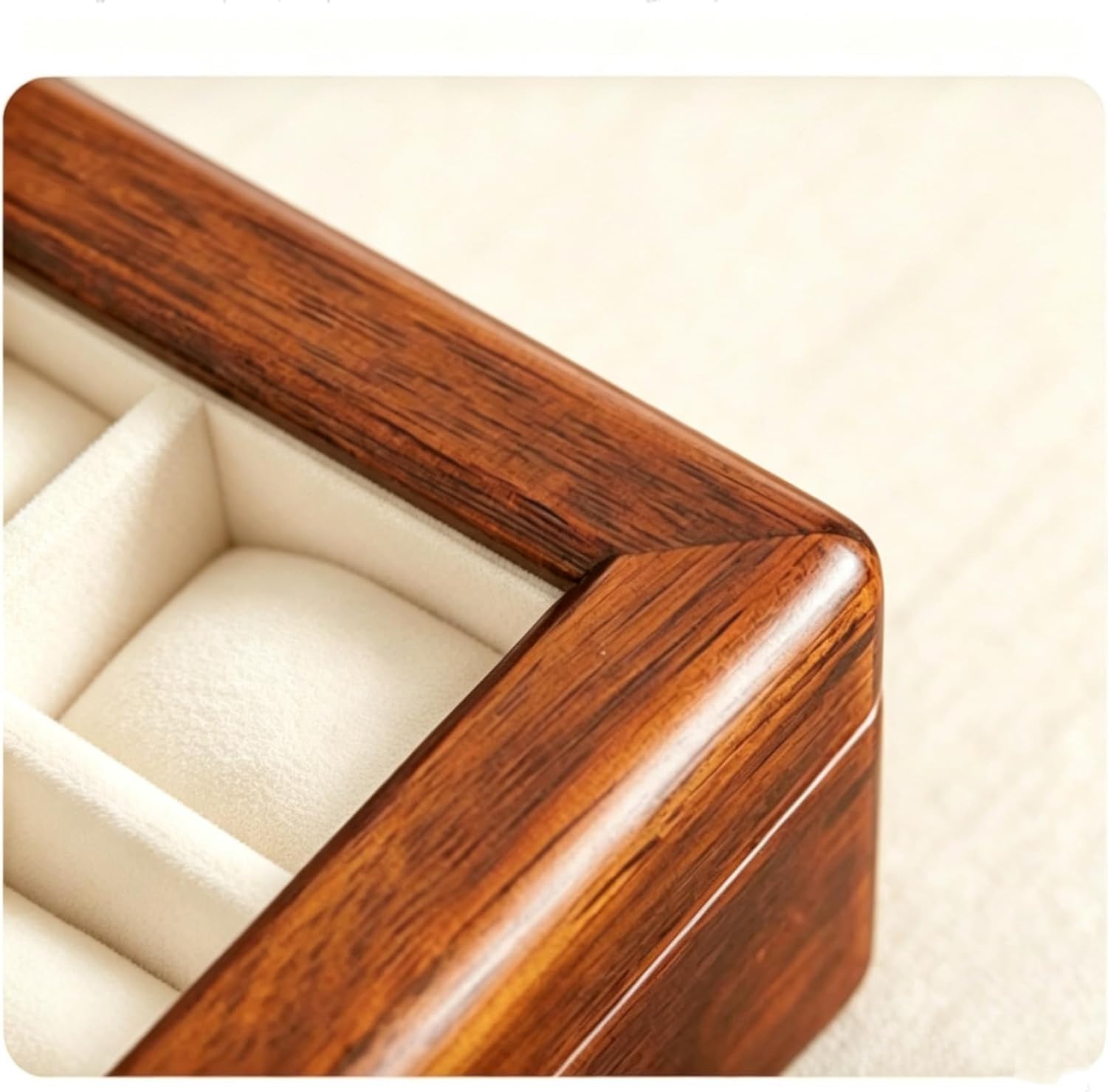 Astuccio Orologio in Legno Massello 8 Van Pietra con Coperchio in Vetro Noce Scatola Porta Orologi per Uomo Donna Custodia Da Tavolo Organizer, 8 slot-velluto bianco, Legno di teak dorato massiccio