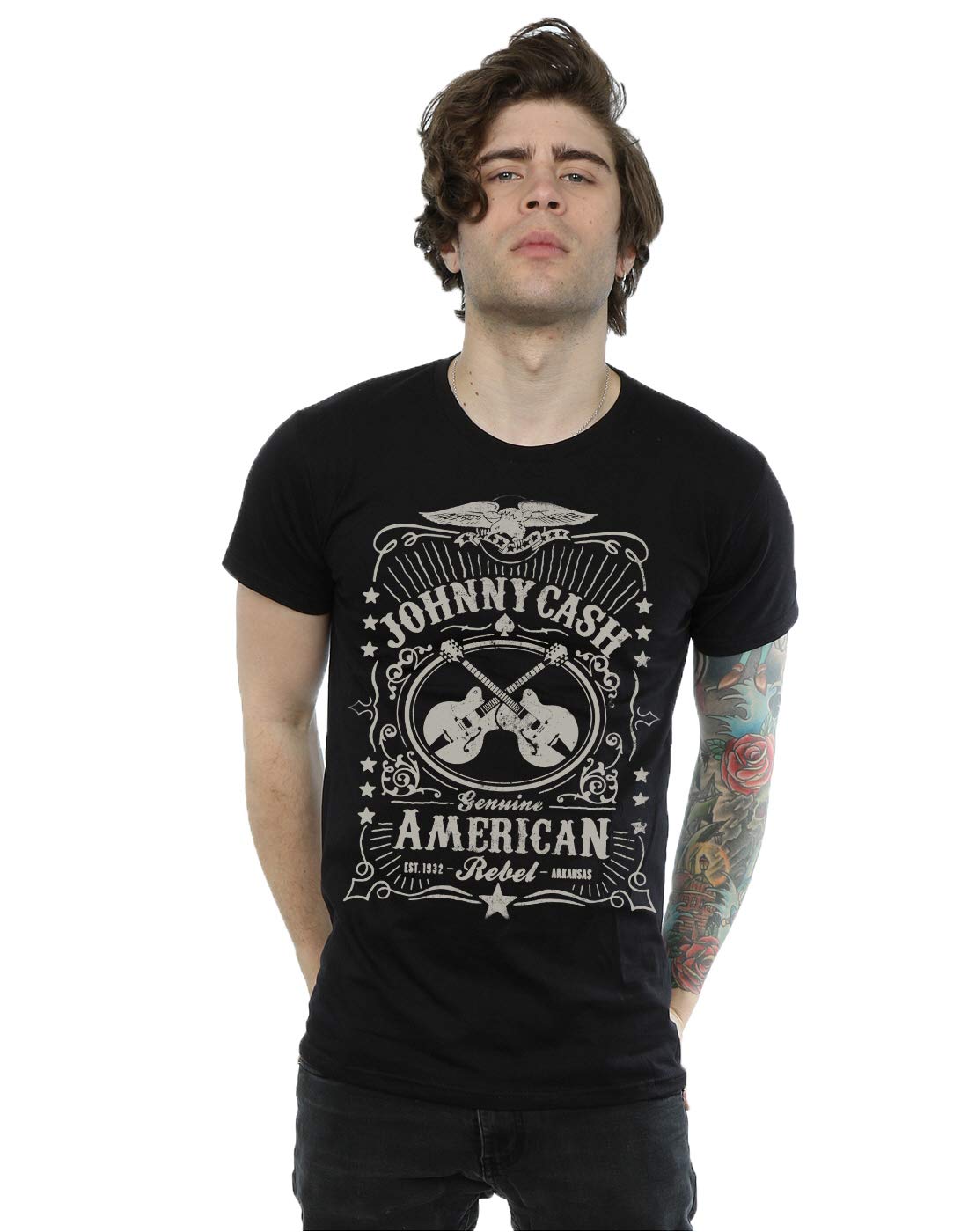 Johnny Cash Men's American Rebel Black T-shirt