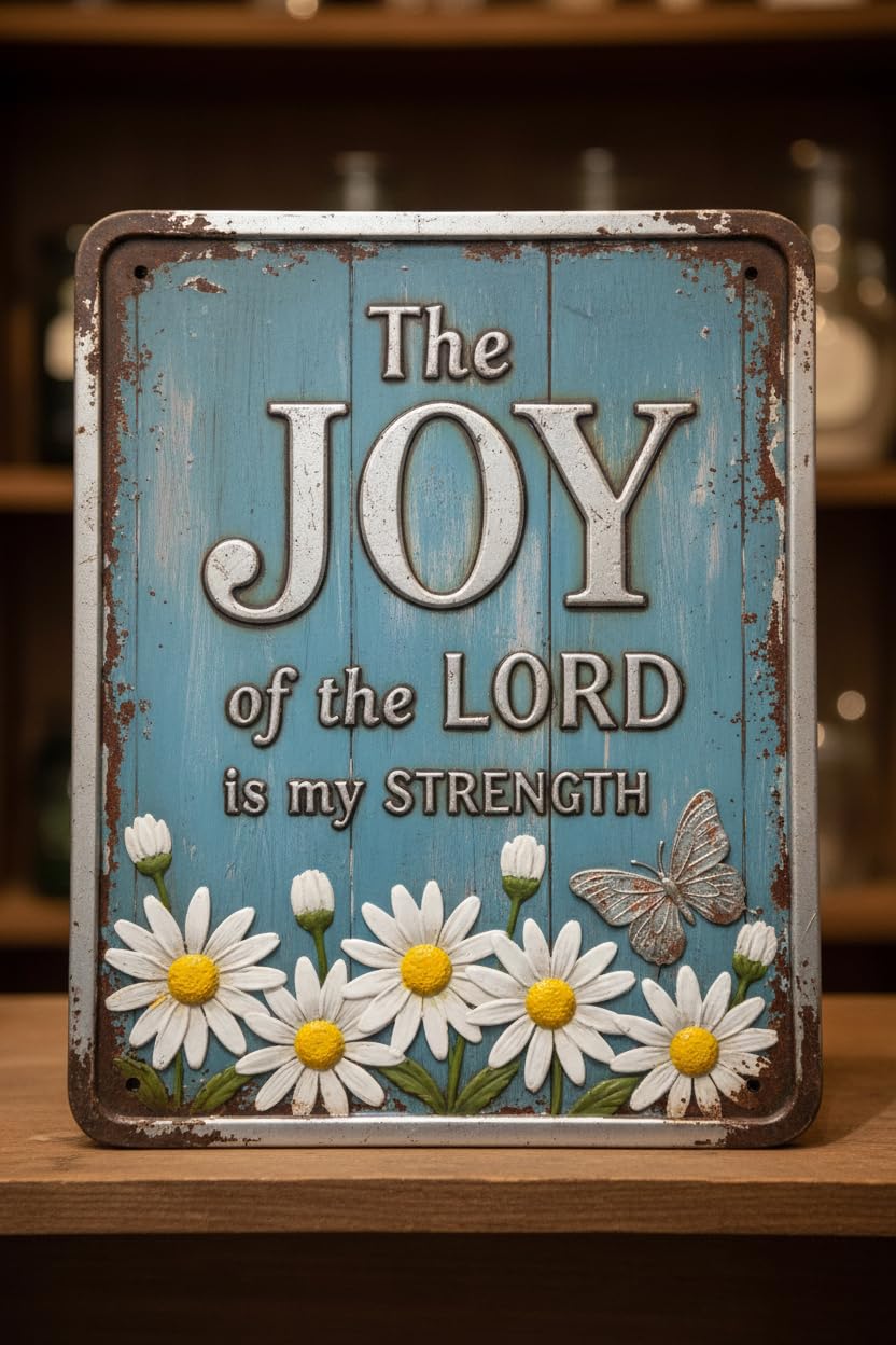 The Joy Of The Lord Is My Strength Tin Sign, 8x12 Inch