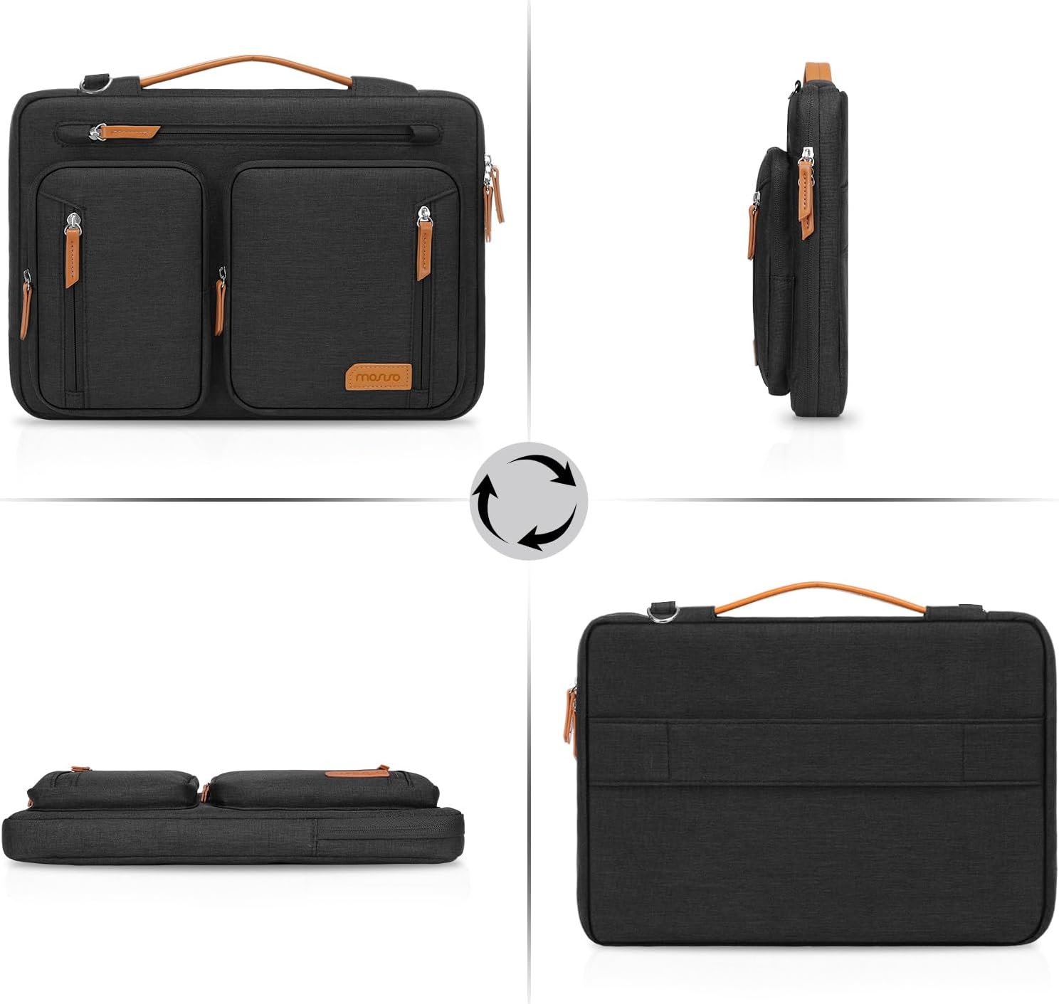 MOSISO 360 Protective Laptop Shoulder Bag, Computer Bags, Side Open Messenger Bag with 5 Accessory Pockets & Belt - Image 5